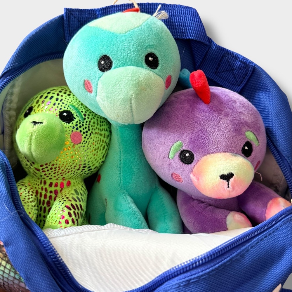 Pomkinz Pet Pals Dinosaur Plush Set with Iridescent Scale‎ Crossbody Bag Blue - Picture 4 of 5